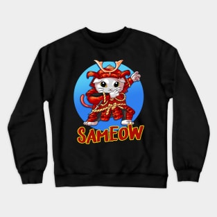 Dabbing Cat Samurai Funny Cats Motif Crewneck Sweatshirt